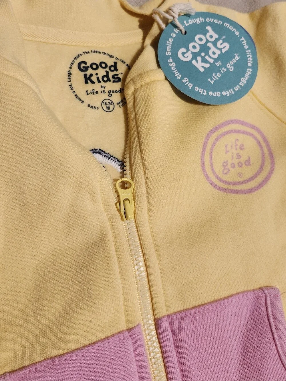 Life is Good NWT Baby Girl 18-24M Yellow Little Chick Zip Jacket Hat Set Cotton